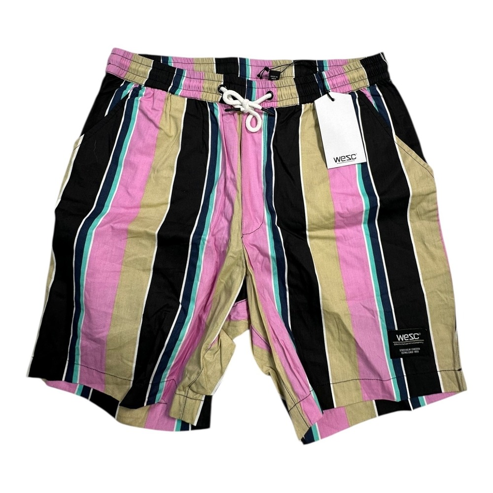 WESC Women's Striped Swim Trunks Shorts‎ Beach Resort Size L